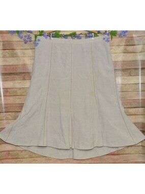 Catherines Linen Blend Paneled Skirt Size 22 24W A-line Flare Laggenlook Neutral